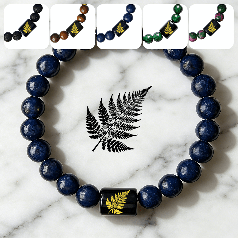 Beaded Bracelet with Fern Leaf Pattern, Boho Style